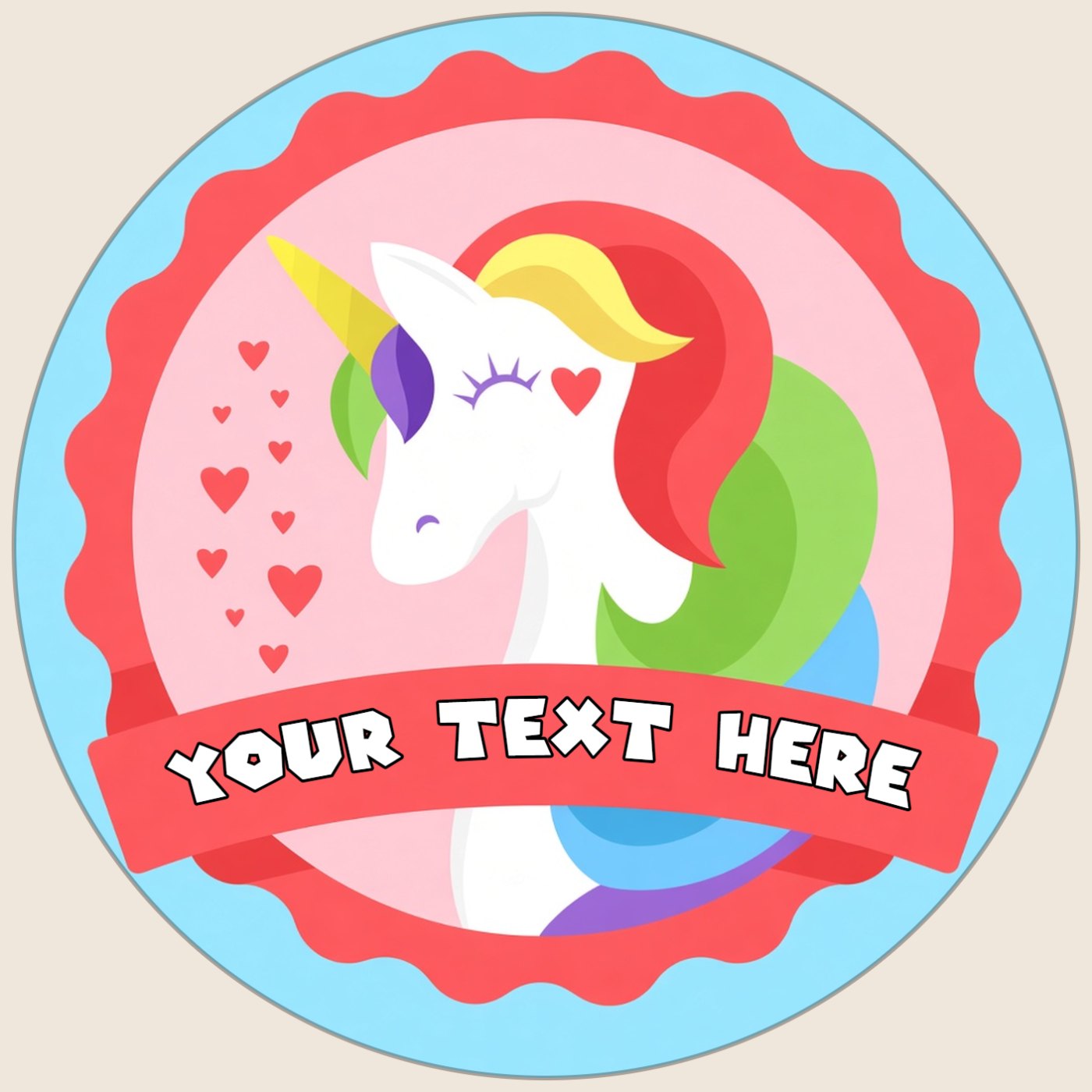 Personalised Unicorn Banner Edible Cake Topper