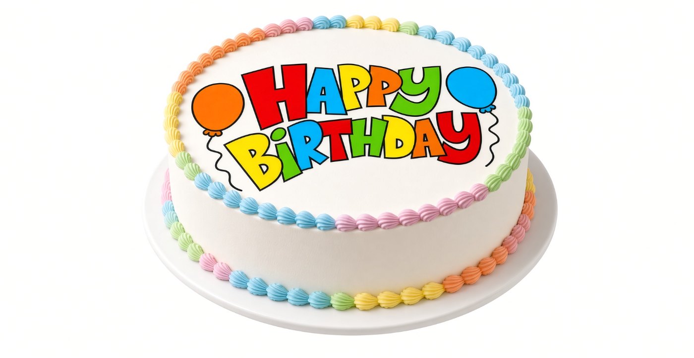 Happy Birthday Edible Text Fondant Icing Sheet Cake Topper - Easy Peel And Stick Ready to use Icing