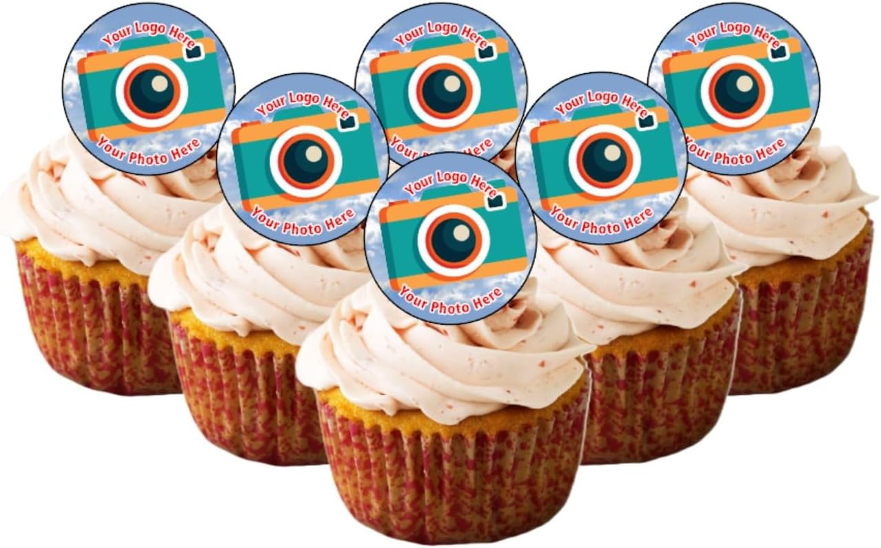 Pre Cut Personalised Photo Cupcake Toppers (48 x 1 inch Discs)