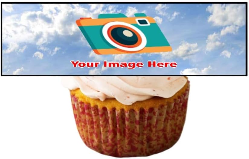 Pre Cut Edible Personalised Photo Cupcake Toppers (18 x 3 inch Rectangle)