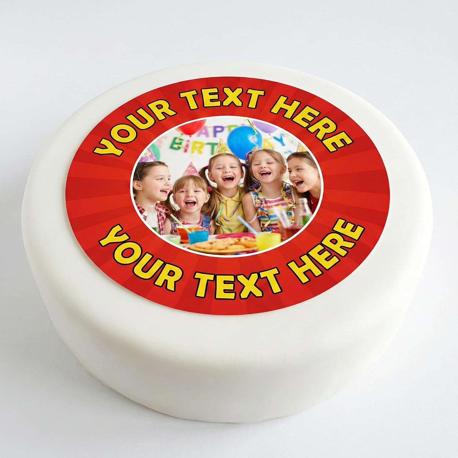 Pre Cut Round Personalised Edible Cake Topper