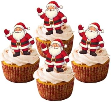 24 x Pre Cut Edible Wafer Cupcake Toppers (Santa)
